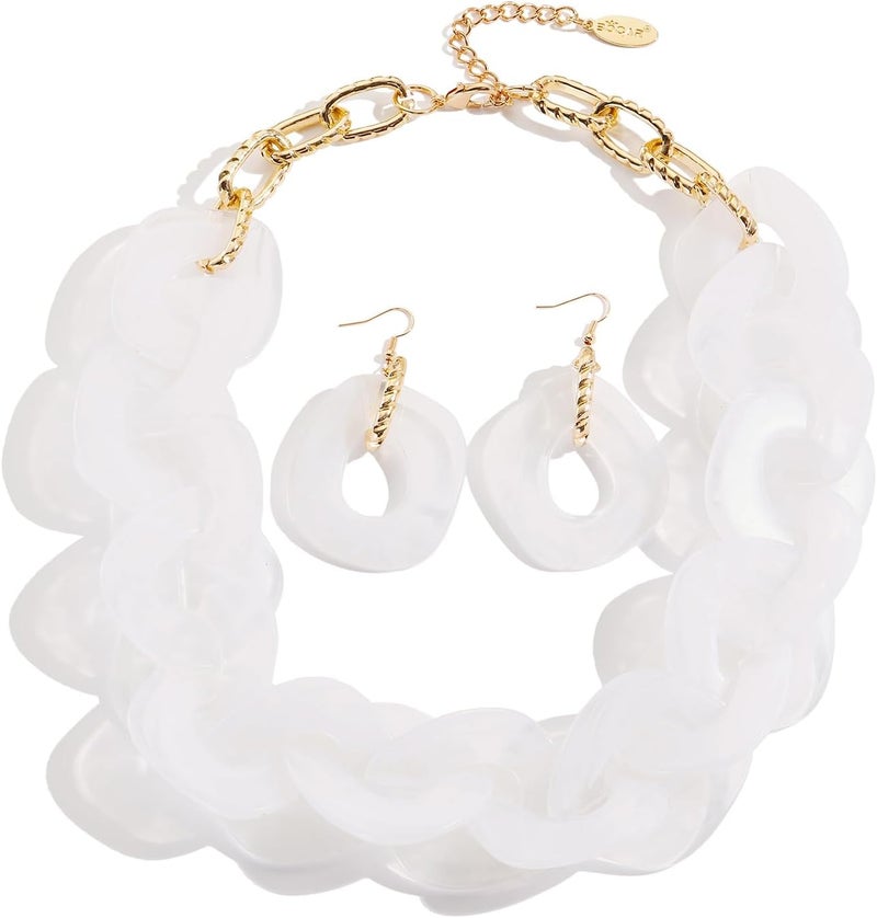 Bocar Statement Chunky Acrylic Cuban Choker Necklace Fashion Bib Collar Chain Necklace for Women(NK-10666) - Image 1